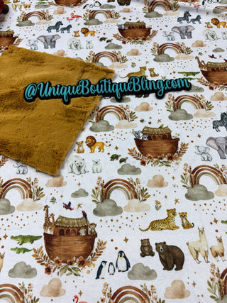 Noah's Ark Minky Blankets *Choose Size & Backing & Embroidery Customization