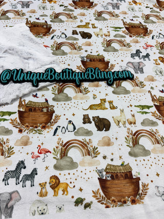 Noah's Ark Minky Blankets *Choose Size & Backing & Embroidery Customization