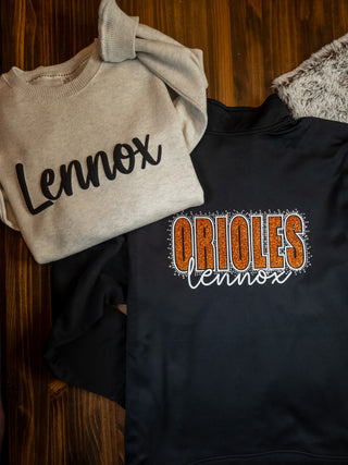 Lennox Orioles Rhinestone Black Moisture Wicking Fleece Jacket