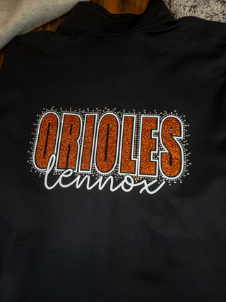 Lennox Orioles Rhinestone Black Moisture Wicking Fleece Jacket