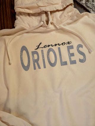 Lennox Orioles Dyed Ivory Fleece Hoodie - Gray Print