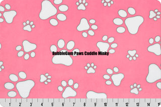 Pink Paw Prints w/ Pink Paw Print Embossed Minky Blanket - Ready To Ship
