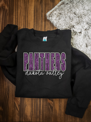 Dakota Valley Panthers Black Plush Crewneck Sweatshirt
