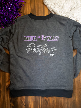 Dakota Valley Panthers Heather Black French Terry Bomber Zip-Up