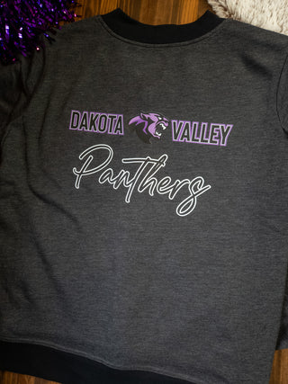 Dakota Valley Panthers Heather Black French Terry Bomber Zip-Up