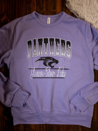 Panthers Legacy Lavendar Casual Fleece Crewneck Sweatshirt