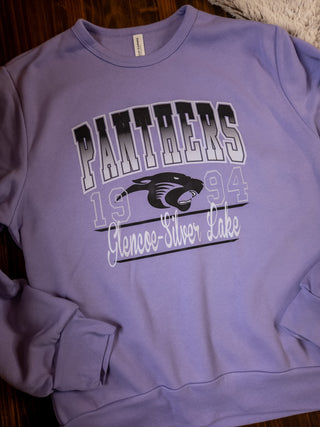 Panthers Legacy Lavendar Casual Fleece Crewneck Sweatshirt
