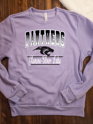 Panthers Legacy Lavendar Casual Fleece Crewneck Sweatshirt