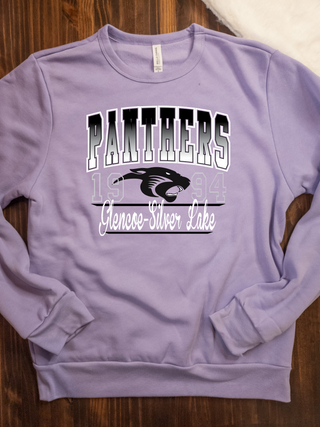 Panthers Legacy Lavendar Casual Fleece Crewneck Sweatshirt