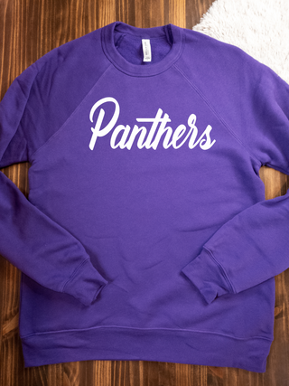 Panthers Puff Purple Sponge Fleece Crewneck Sweatshirt
