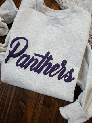 Panthers Puff Oatmeal Plush Crewneck Sweatshirt