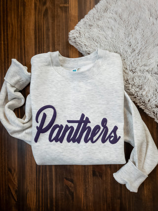 Panthers Puff Oatmeal Plush Crewneck Sweatshirt