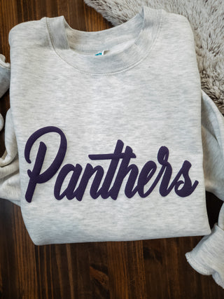 Panthers Puff Oatmeal Plush Crewneck Sweatshirt