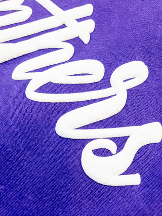 Panthers Puff Purple Sponge Fleece Crewneck Sweatshirt