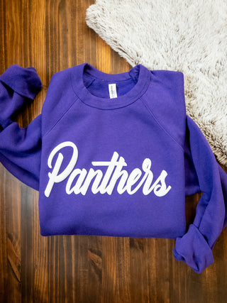 Panthers Puff Purple Sponge Fleece Crewneck Sweatshirt