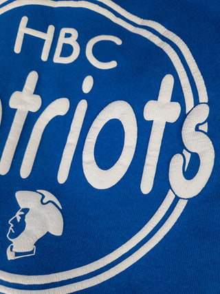 HBC Patriots White Puff Print Blue Crewneck Sweatshirt