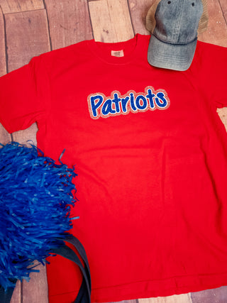 Patriots Rhinestone Red Dyed Tee