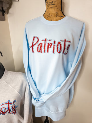 Patriots Rhinestone Dyed Chambray Crewneck Sweatshirt