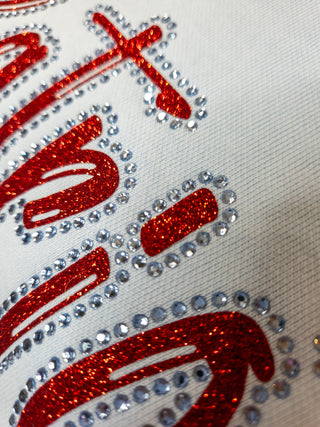 Patriots Rhinestone Dyed Chambray Crewneck Sweatshirt