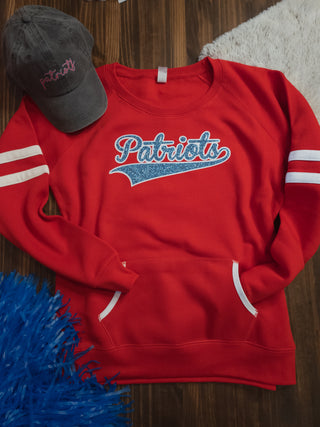 Patriots Red Varsity Crewneck - Ladies Fit