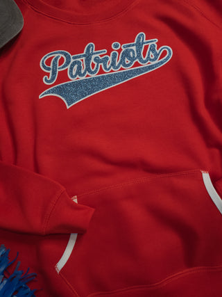 Patriots Red Varsity Crewneck - Ladies Fit