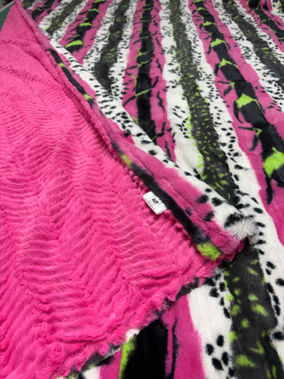 Pink Fancy Leopard Print w/ Fuchsia Pink Minky Blanket *READY TO SHIP