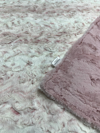 Rosewater Pink Snowy Owl Minky Blanket w/Rosewater Hide Minky  *Baby Size to King Size** READY TO SHIP