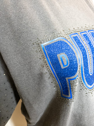 Pulse Dance Rhinestone Pepper Dyed Tee With Rhinestone Sleeves