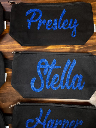 Personalized Make-Up Bag - Blue Sparkle