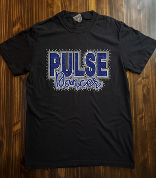 Custom Pulse Family Rhinestone Black Dyed Tee