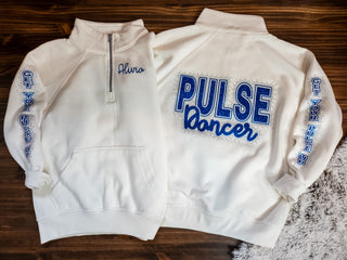 Pulse Rhinestone Bleached Linen Half Zip Pullover