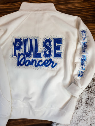 Pulse Rhinestone Bleached Linen Half Zip Pullover