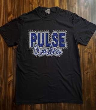 Custom Pulse Family Rhinestone Black Dyed Tee