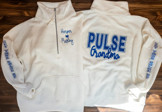 Pulse Rhinestone Bleached Linen Half Zip Pullover
