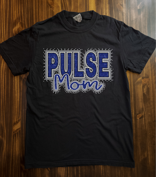 Custom Pulse Family Rhinestone Black Dyed Tee