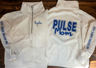 Pulse Rhinestone Bleached Linen Half Zip Pullover