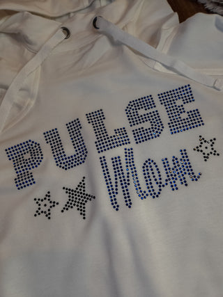 Pulse Mom Rhinestone Ivory Fashion Fleece Hoodie