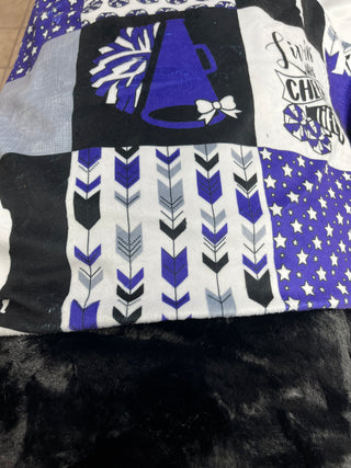 Purple Live Love Cheer Quilt Blocks Minky Blanket *Choose Size & Backing *Can Add Custom Embroidery