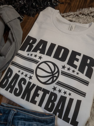 Raider Basketball Dyed Fleece White Crewneck Sweatshirt