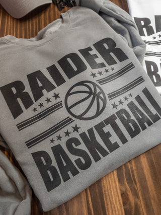 Raider Basketball Dyed Fleece Gray Crewneck Sweatshirt