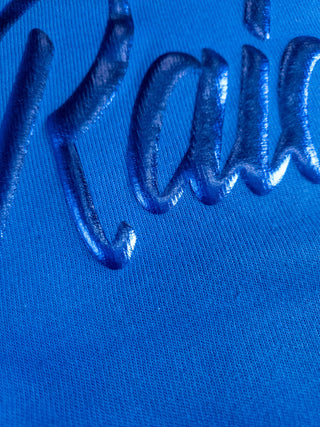 Raiders Blue Metallic Puff Crewneck Sweatshirt