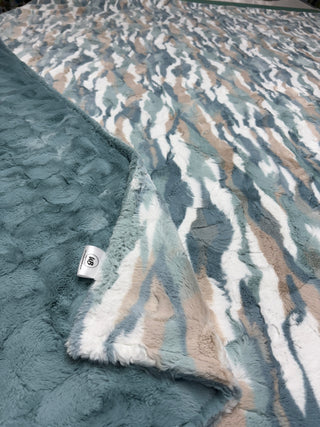 Raindrop Blues & Tan Himalayan Blankets *Ready to Ship