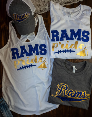 Rams Pride Football & Cheer White Tee - Sparkle