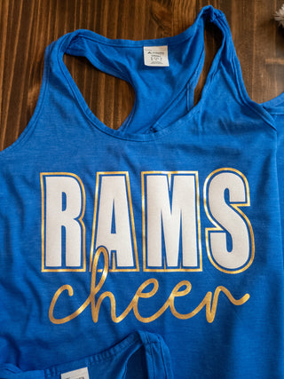 Rams Cheer Heather Royal Keyhole Tank - Sparkle