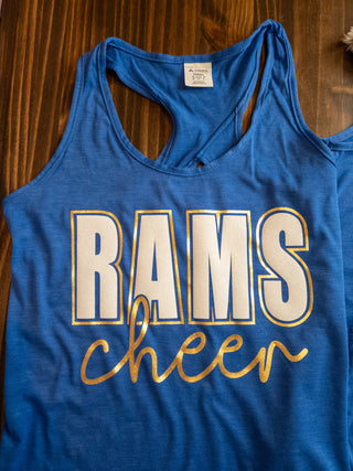 Rams Cheer Heather Royal Keyhole Tank - Sparkle