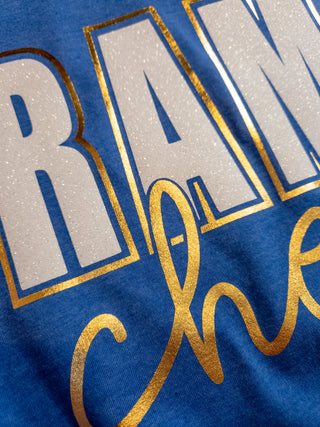 Rams Cheer Heather Blue Tee - Sparkle