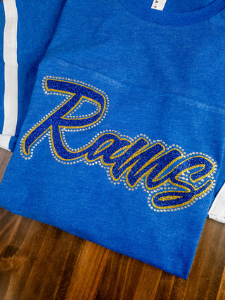 Rams Rhinestone Blue Jersey Tee
