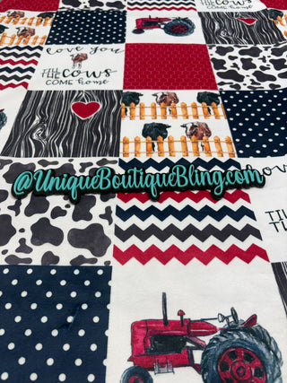 Red Farm & Cows Minky Blanket *Choose Backing & Size