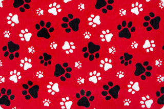 Red "PawSome" Paw Prints Blanket w/Paw Print Embossed Minky  -* Ready To Ship Sizes