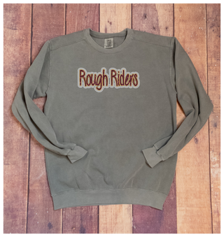 Rough Riders Rhinestone Gray Dyed Crewneck Sweatshirt